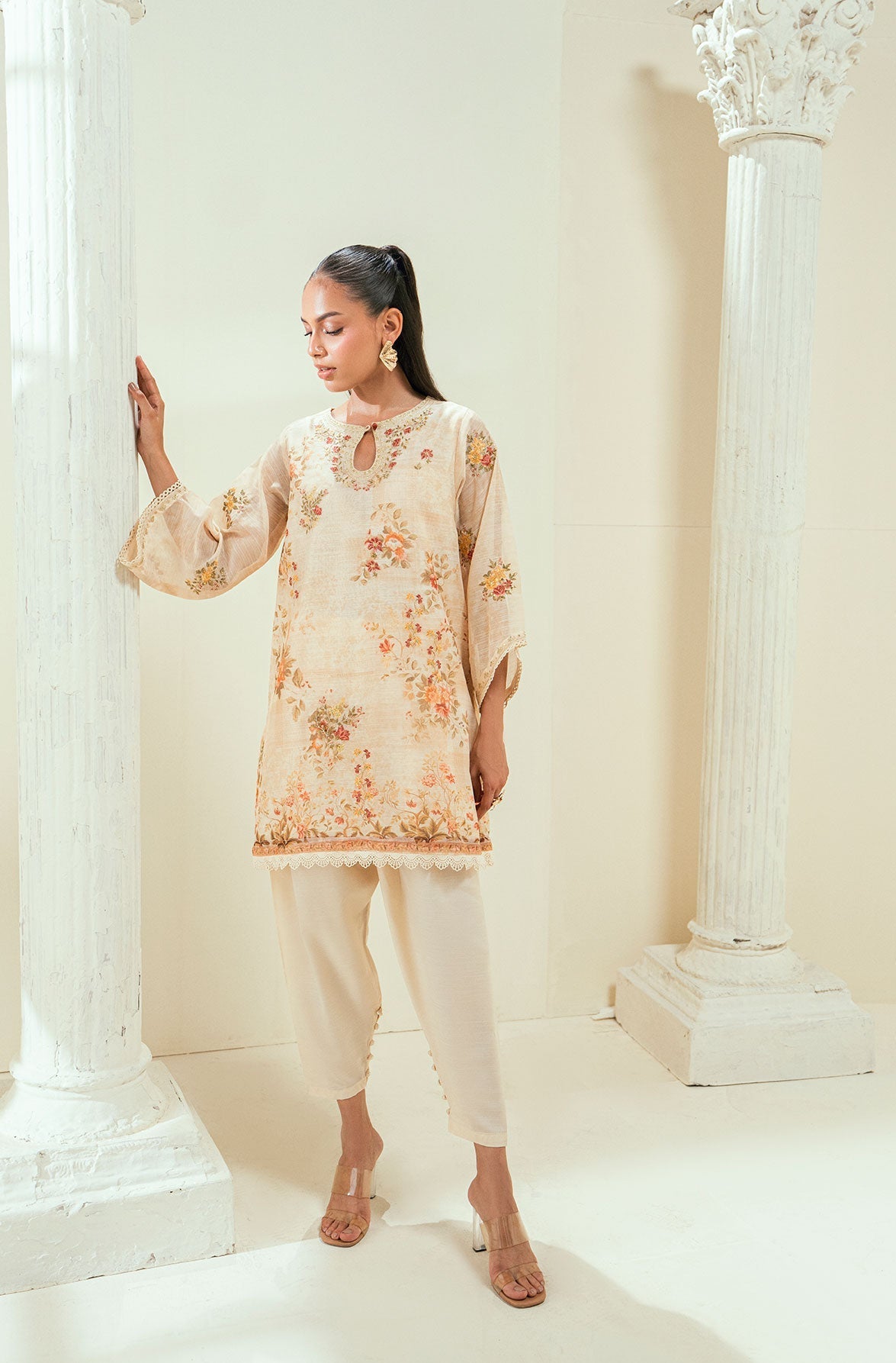 Dhanak | Signature Pret | SS24DA-2586 BEIGE by Dhanak - Designer Dress - Type: Ladies Clothes - Available at Libayah - 100% Original