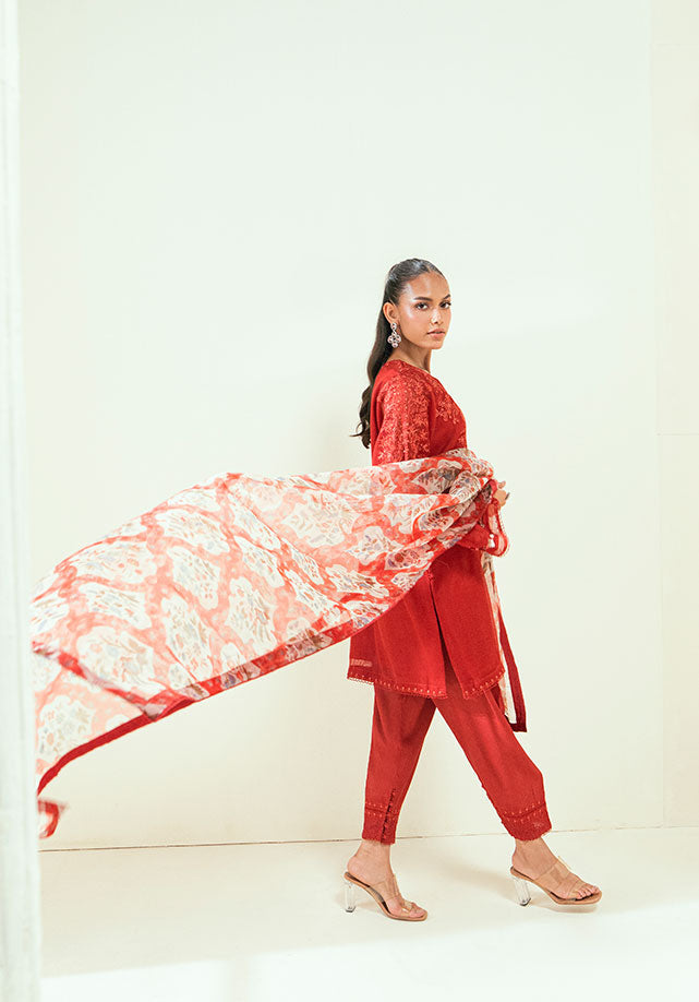 Dhanak | Signature Pret | SS25DA-2698 RED by Dhanak - Designer Dress - Type: Ladies Clothes - Available at Libayah - 100% Original