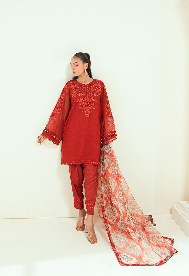 Dhanak | Signature Pret | SS25DA-2698 RED by Dhanak - Designer Dress - Type: Ladies Clothes - Available at Libayah - 100% Original