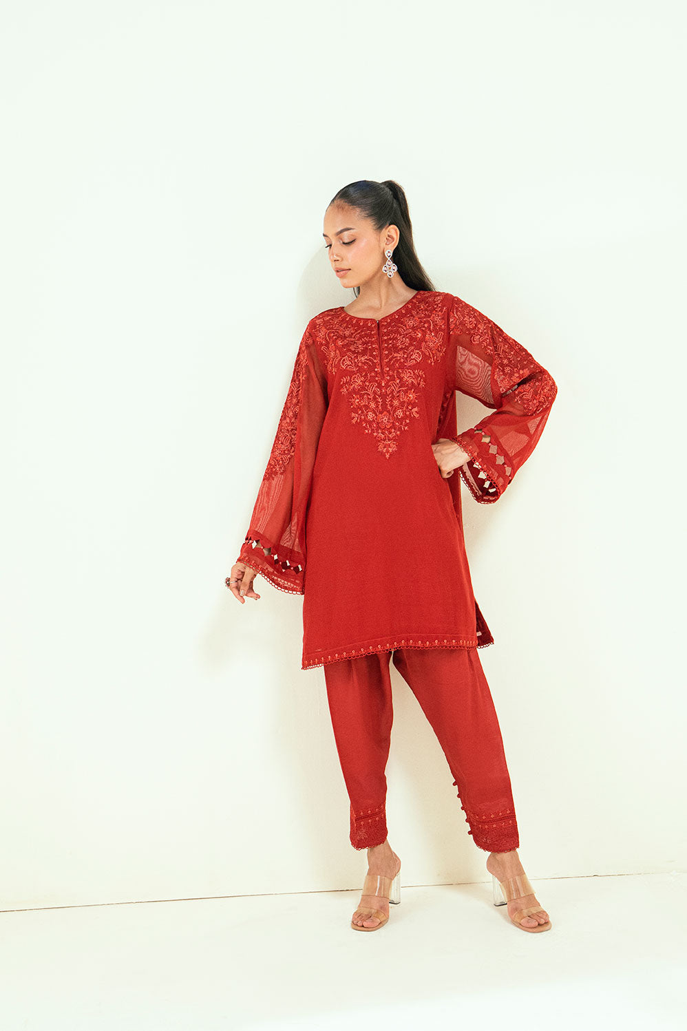 Dhanak | Signature Pret | SS25DA-2698 RED by Dhanak - Designer Dress - Type: Ladies Clothes - Available at Libayah - 100% Original