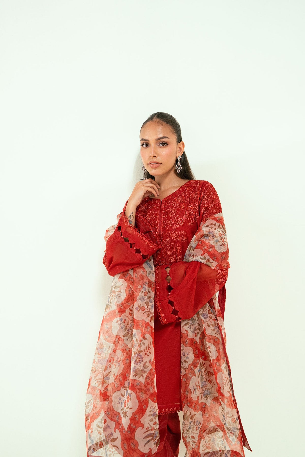 Dhanak | Signature Pret | SS25DA-2698 RED by Dhanak - Designer Dress - Type: Ladies Clothes - Available at Libayah - 100% Original