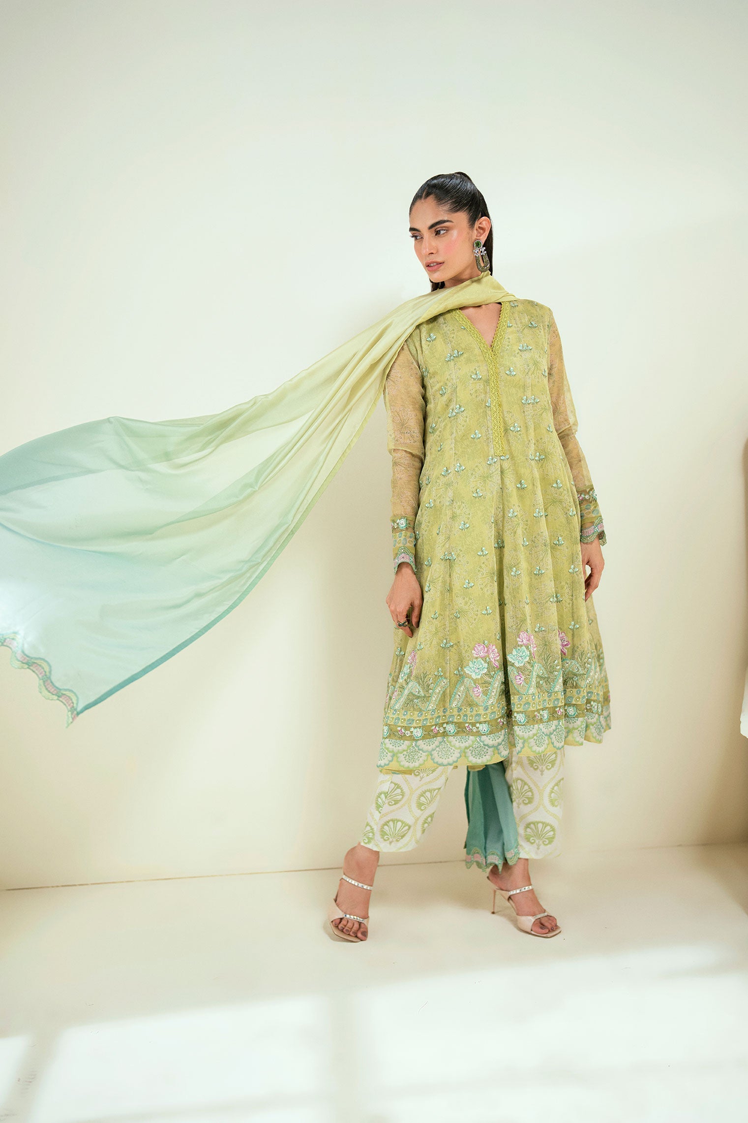 Dhanak | Signature Pret | SS25DA-2729 L-GREEN by Dhanak - Designer Dress - Type: Ladies Clothes - Available at Libayah - 100% Original