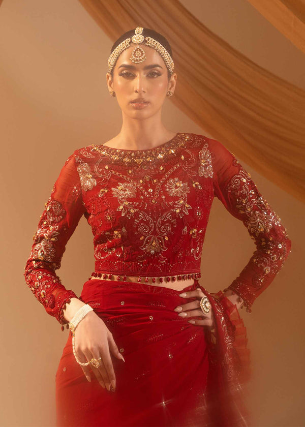 Paras by Pasha | Noor -e- Jahan Saree Collection | Laal-e-Jahan by Paras by Pasha - Designer Dress - Type: Ladies Clothes - Available at Libayah - 100% Original
