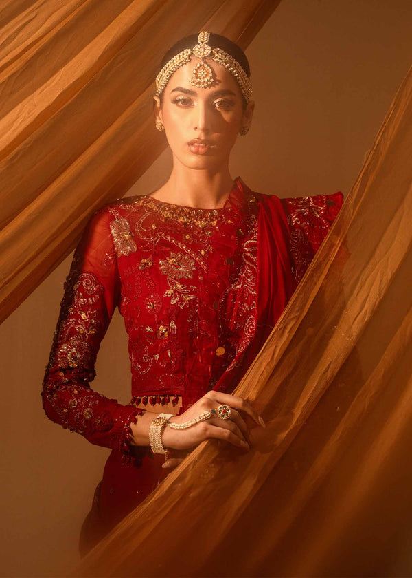 Paras by Pasha | Noor -e- Jahan Saree Collection | Laal-e-Jahan by Paras by Pasha - Designer Dress - Type: Ladies Clothes - Available at Libayah - 100% Original