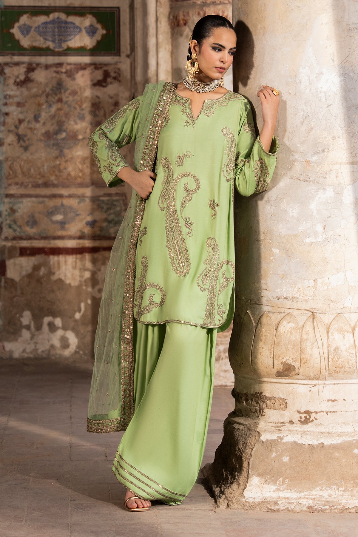 Charizma | Festive Pret | 3-PC Embroidered Raw Silk CMA-6-413 by Charizma - Designer Dress  - Type : Ladies Clothes - Available at Libayah - 100% Original 