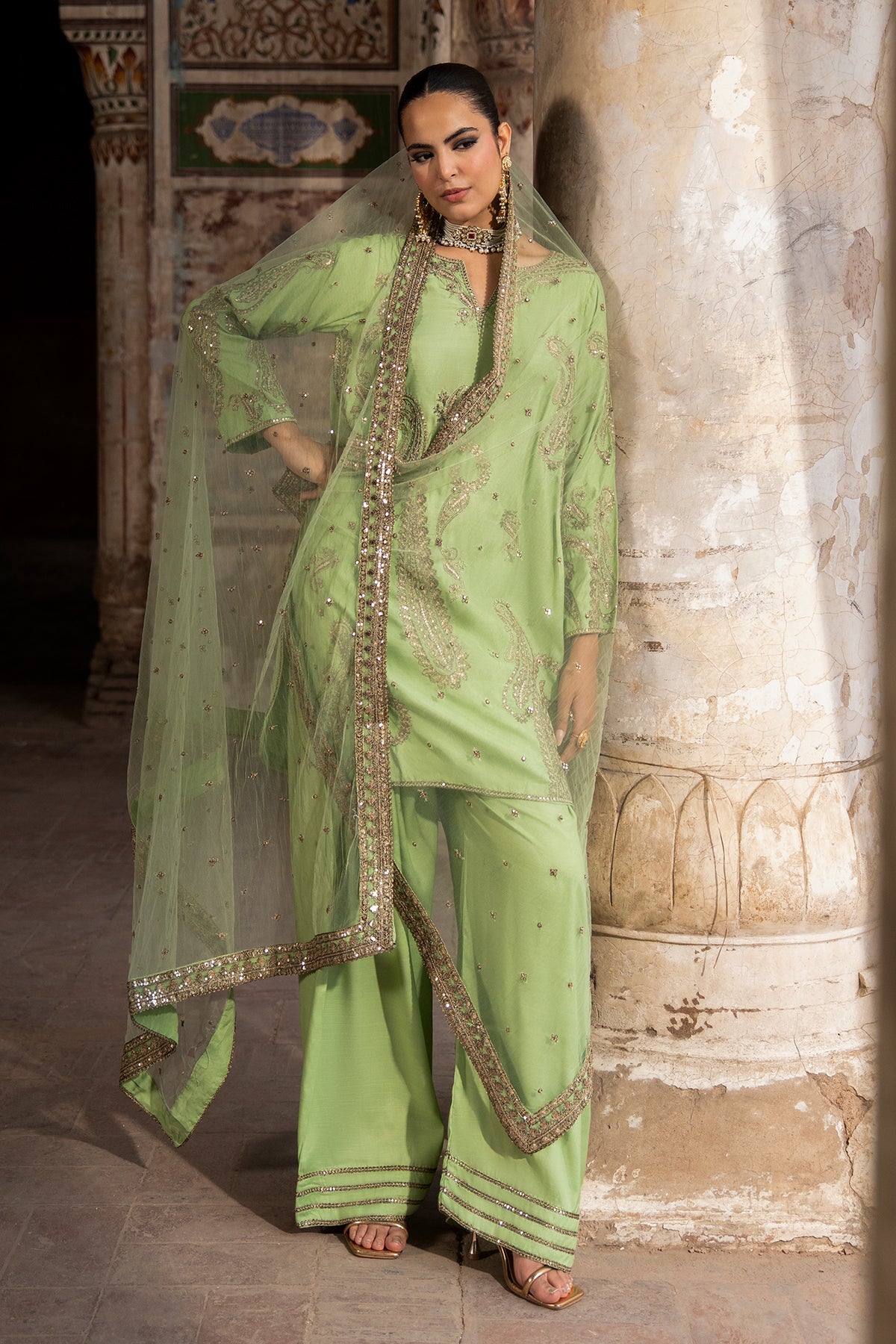 Charizma | Festive Pret | 3-PC Embroidered Raw Silk CMA-6-413 by Charizma - Designer Dress  - Type : Ladies Clothes - Available at Libayah - 100% Original 