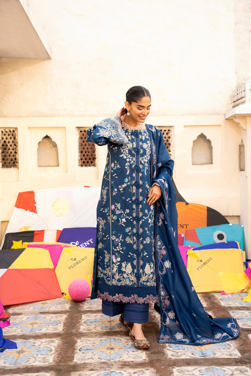 Florent | Basant Chikankari | FBC - 8B - by Libayah - Registered Vendor of : Florent - 100% Original Designer Dress