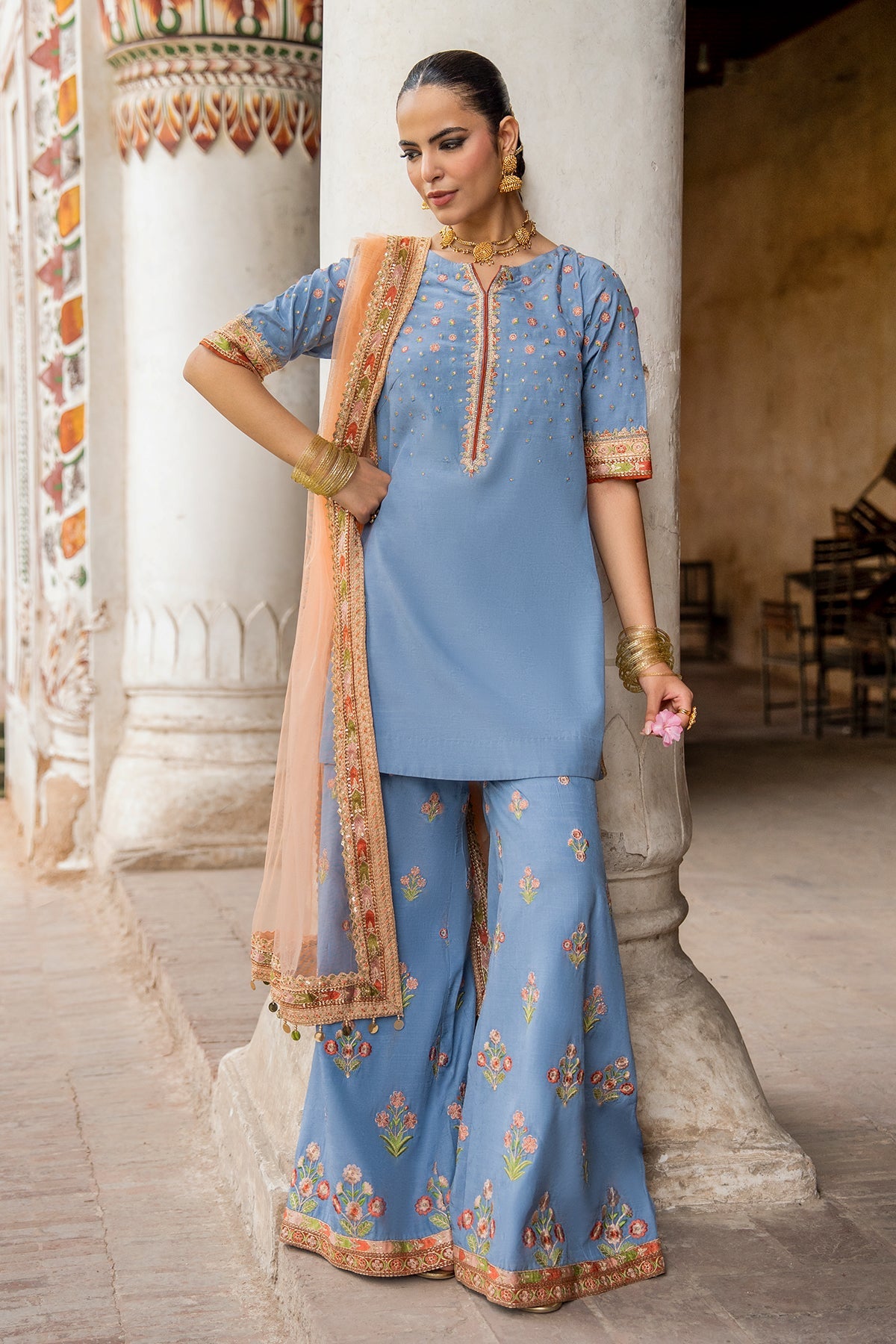 Charizma | Festive Pret | 3-PC Embroidered Raw Silk CMA-6-387 by Charizma - Designer Dress  - Type : Ladies Clothes - Available at Libayah - 100% Original 
