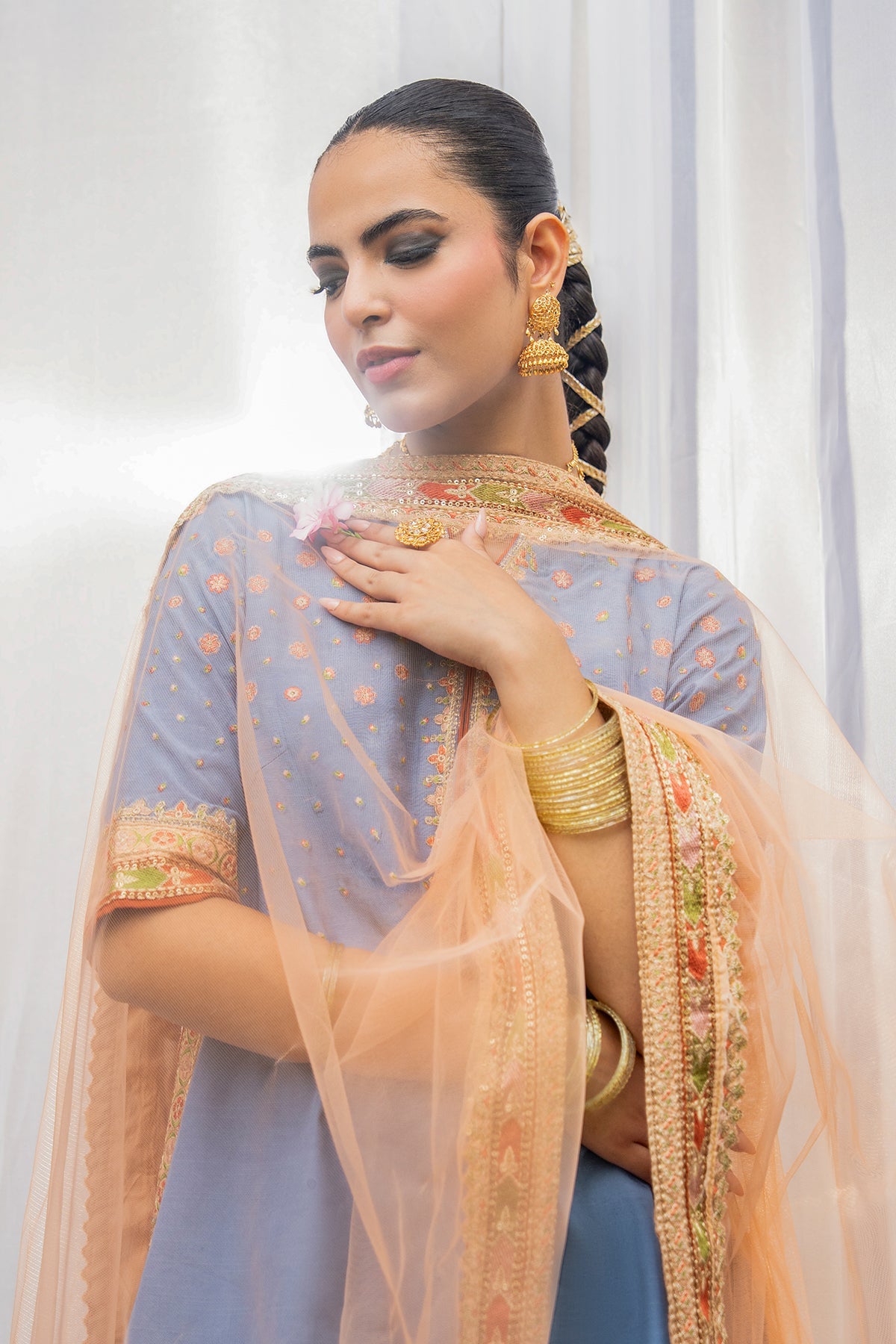 Charizma | Festive Pret | 3-PC Embroidered Raw Silk CMA-6-387 by Charizma - Designer Dress  - Type : Ladies Clothes - Available at Libayah - 100% Original 