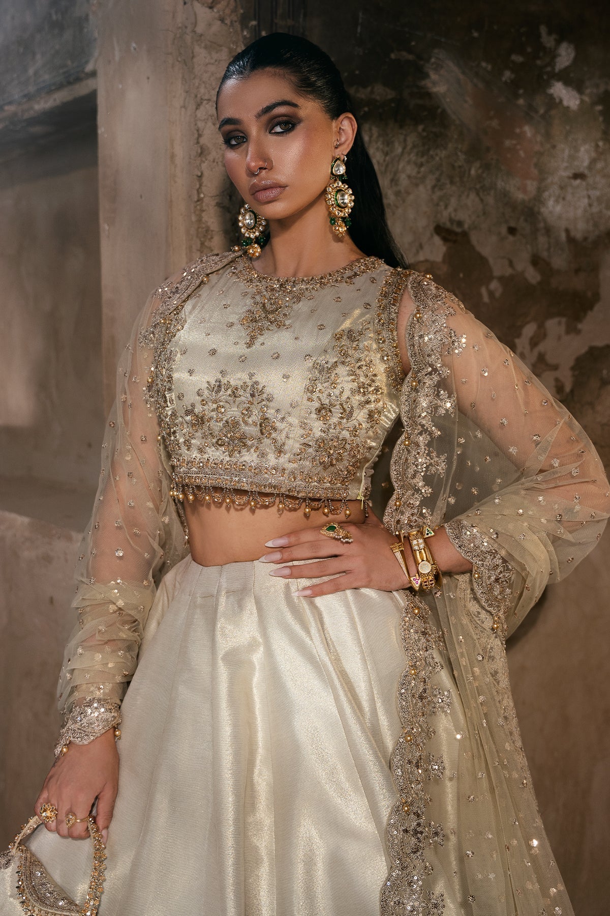 Mina Kashif | Virsa Wedding Formals | Mehreen-Dull Gold by Mina Kashif - Designer Dress - Type: Ladies Clothes - Available at Libayah - 100% Original