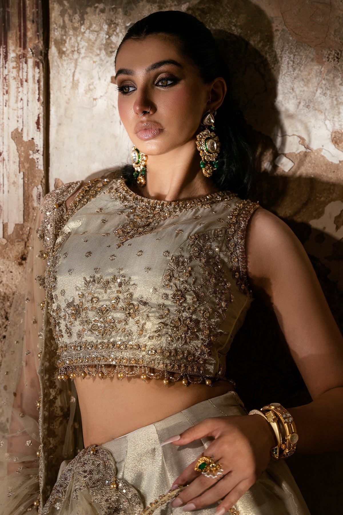 Mina Kashif | Virsa Wedding Formals | Mehreen-Dull Gold by Mina Kashif - Designer Dress - Type: Ladies Clothes - Available at Libayah - 100% Original