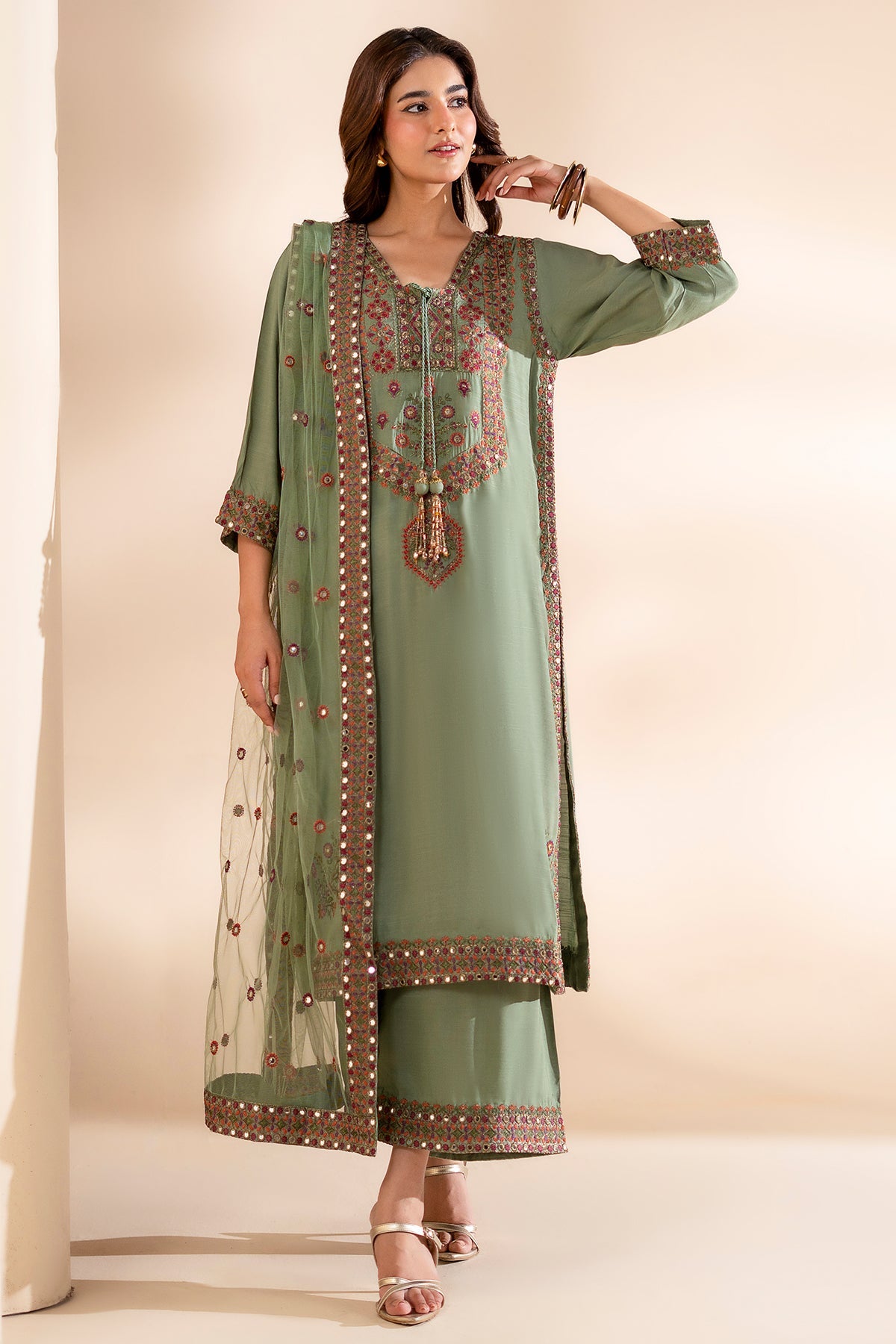 Charizma | Festive Pret | 3-PC Embroidered Silk CMA-6-369 by Charizma - Designer Dress  - Type : Ladies Clothes - Available at Libayah - 100% Original 