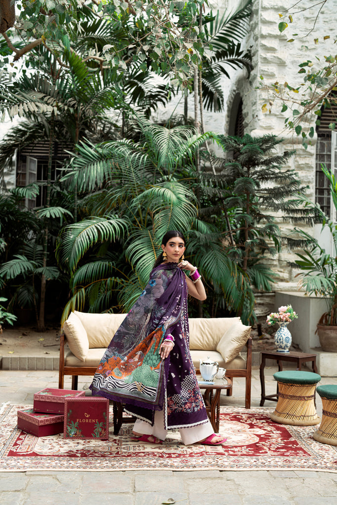 Florent | Eid Edits Luxury Lawn | FEE - 1A by Florent - Designer Dress - Type: Ladies Clothes - Available at Libayah - 100% Original