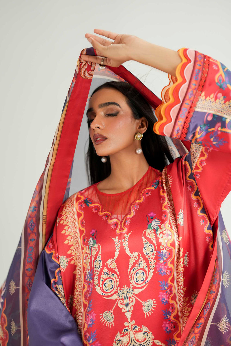 Akbar Aslam | Silk Pret | Coral - Designer Dress - Type : Ladies Clothes - Available at Libayah - 100% Original