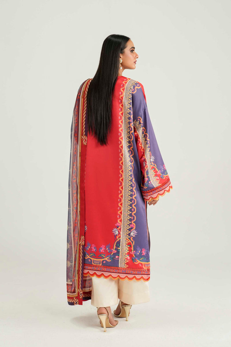 Akbar Aslam | Silk Pret | Coral - Designer Dress - Type : Ladies Clothes - Available at Libayah - 100% Original