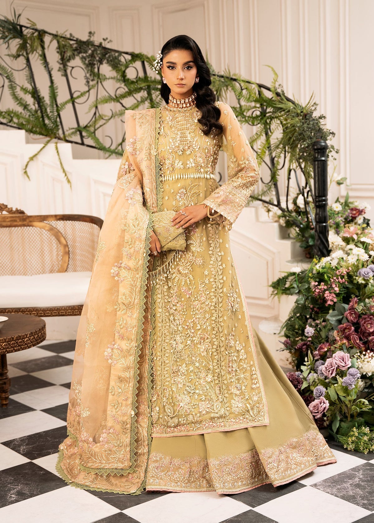 Inayat | Festive Formals | BREWING-MATCHA by Inayat - Designer Dress  - Type : Ladies Clothes - Available at Libayah - 100% Original 