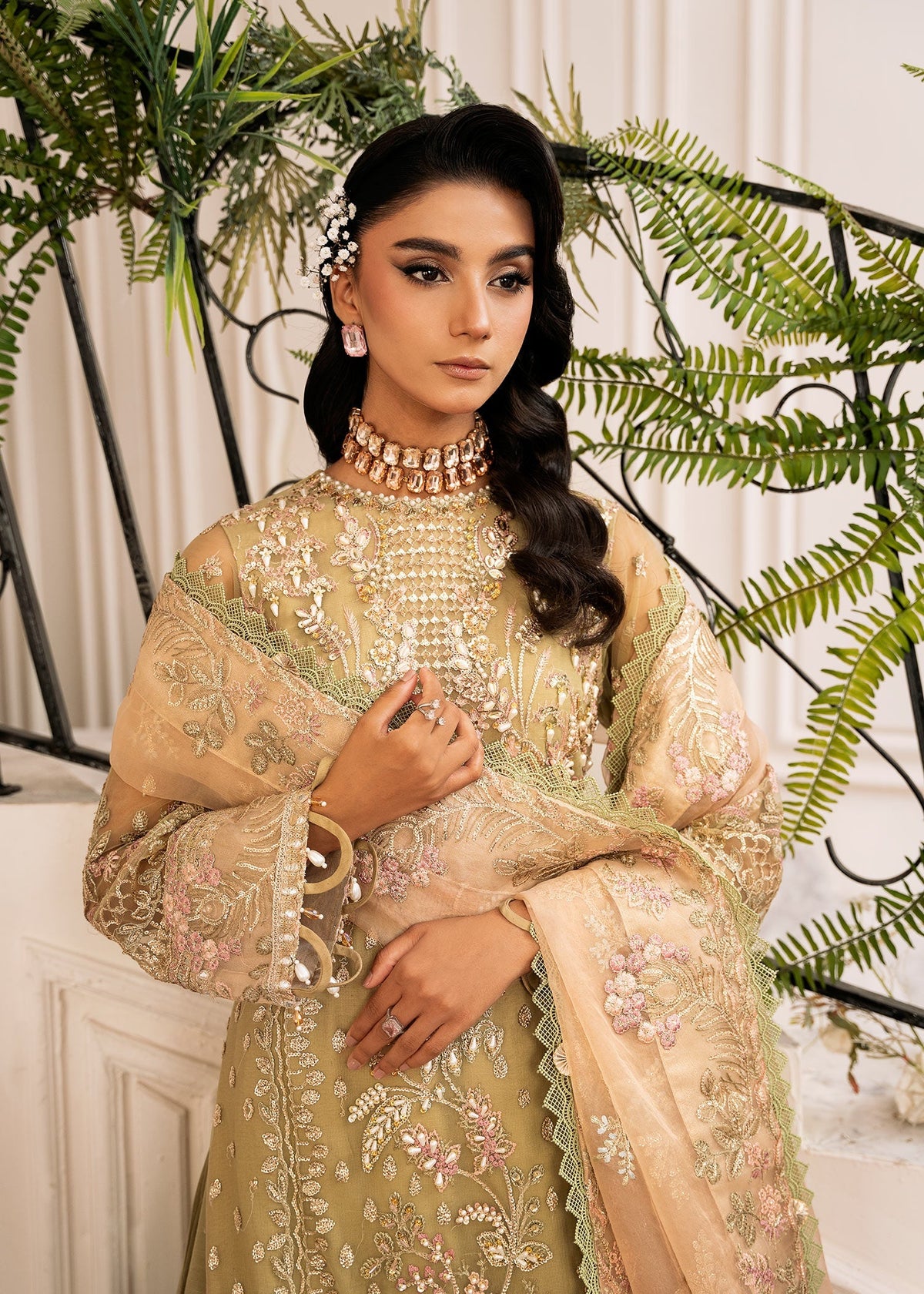 Inayat | Festive Formals | BREWING-MATCHA by Inayat - Designer Dress  - Type : Ladies Clothes - Available at Libayah - 100% Original 