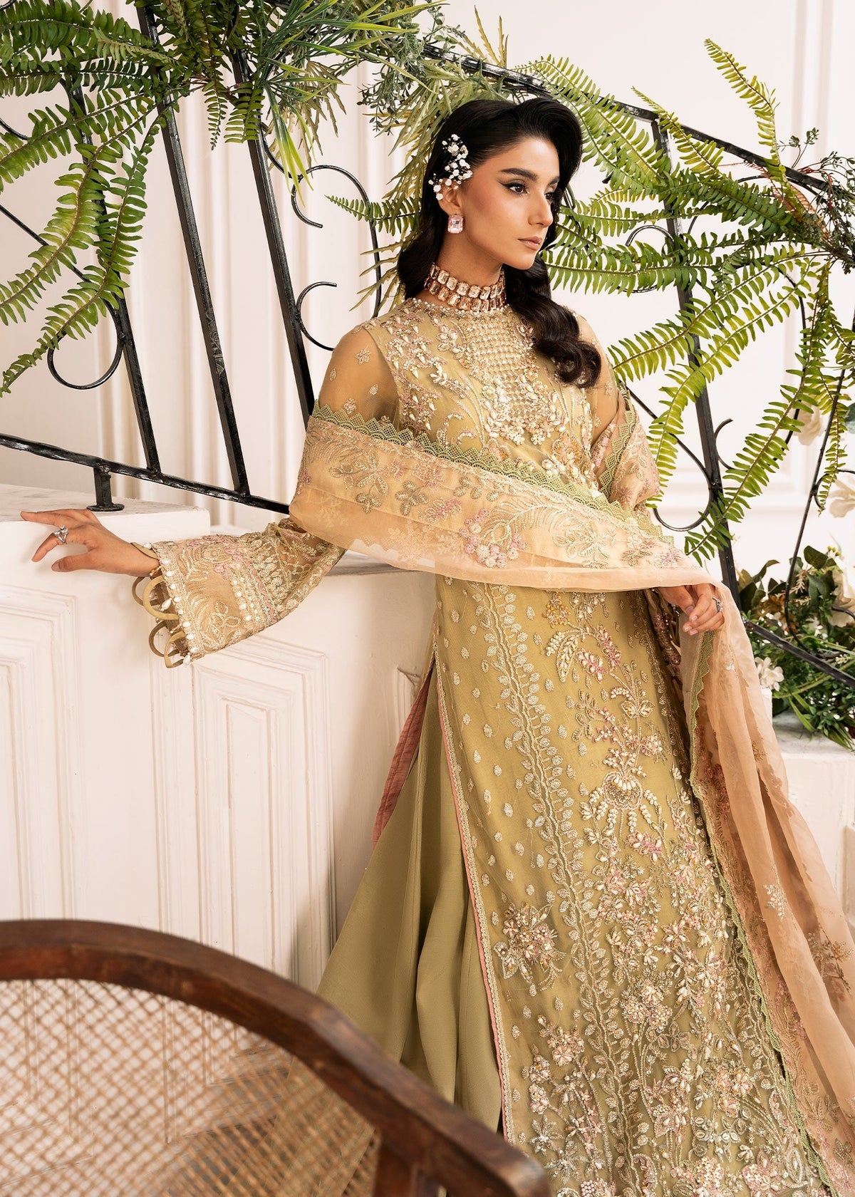 Inayat | Festive Formals | BREWING-MATCHA by Inayat - Designer Dress  - Type : Ladies Clothes - Available at Libayah - 100% Original 