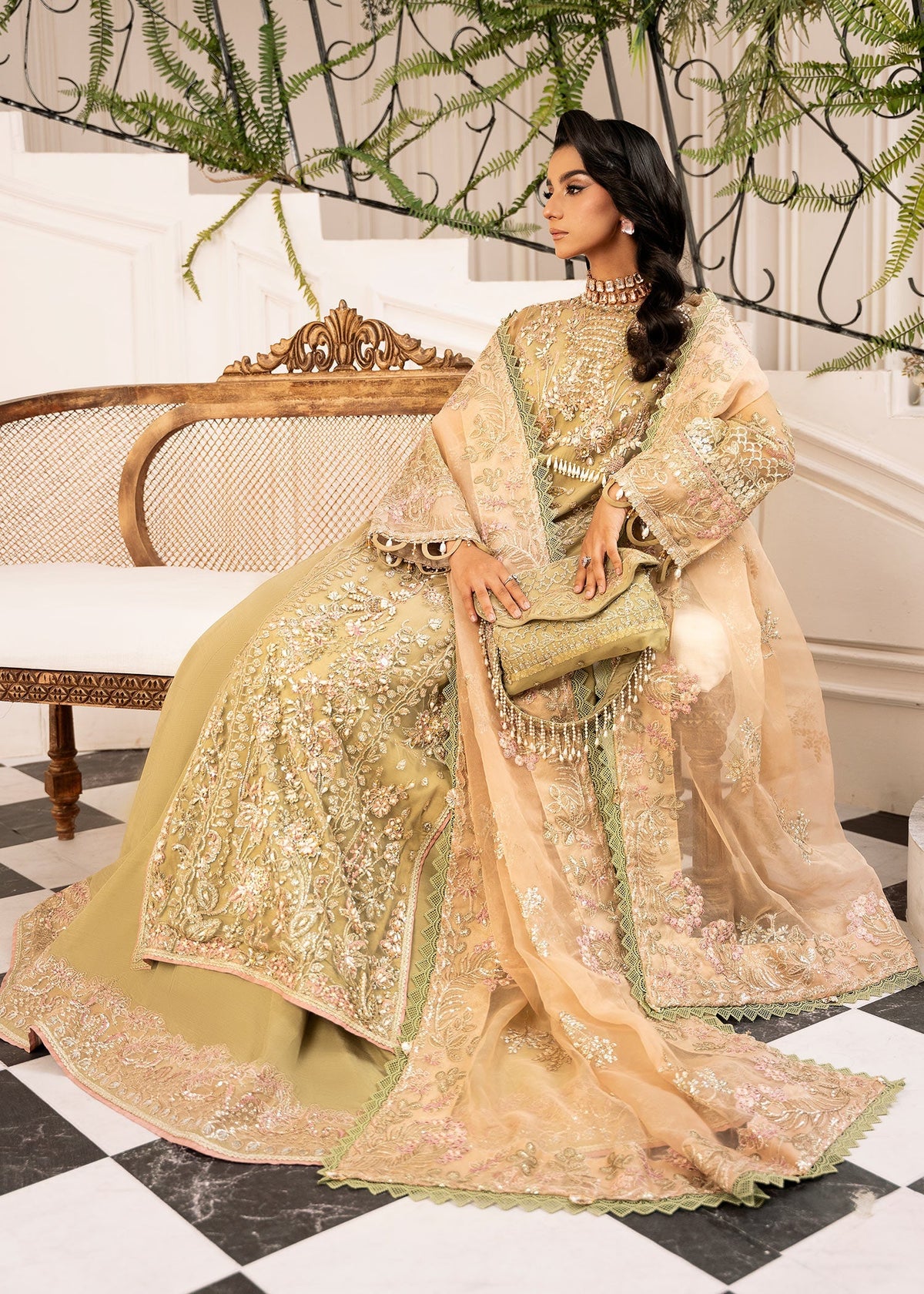 Inayat | Festive Formals | BREWING-MATCHA by Inayat - Designer Dress  - Type : Ladies Clothes - Available at Libayah - 100% Original 