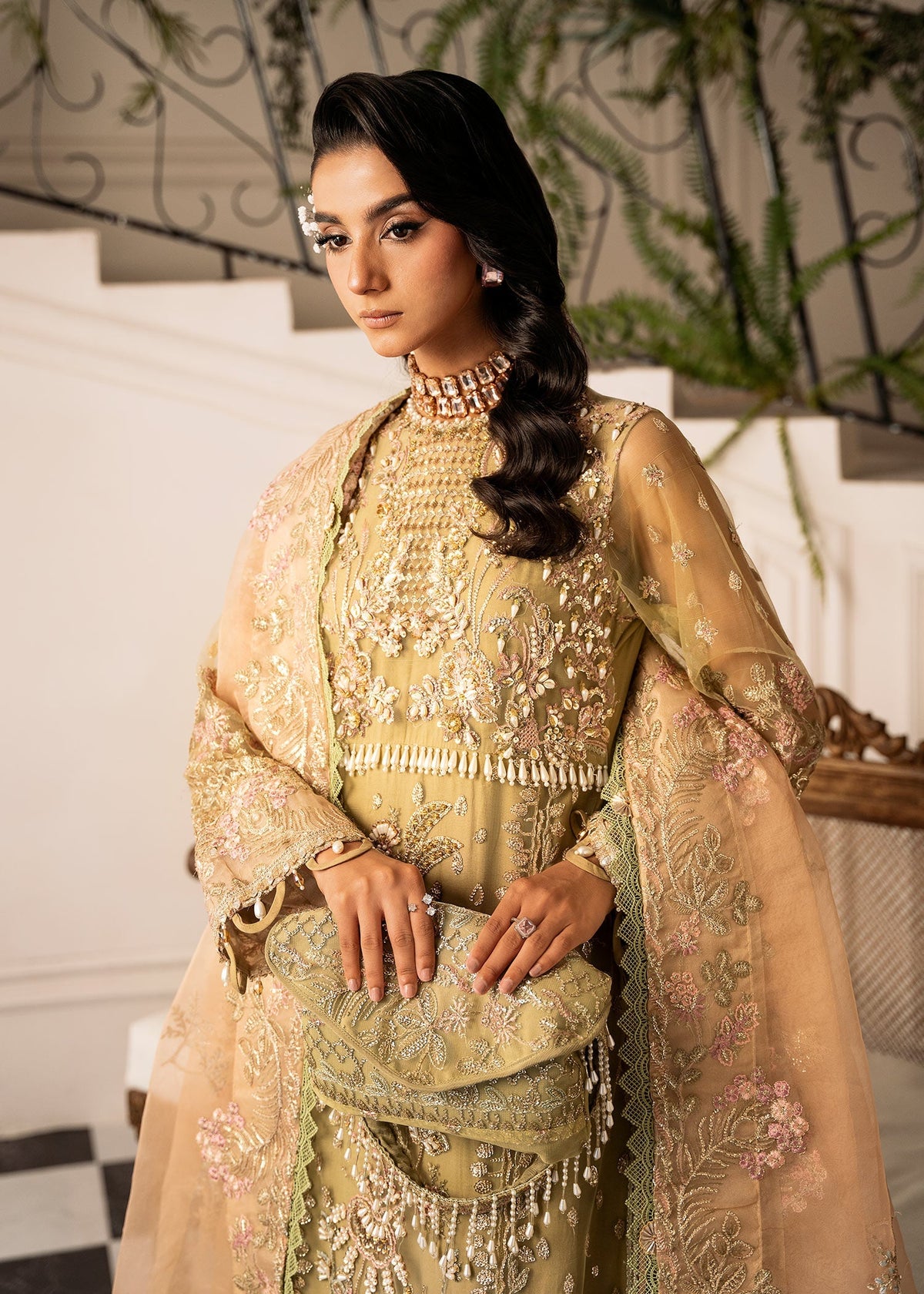 Inayat | Festive Formals | BREWING-MATCHA by Inayat - Designer Dress  - Type : Ladies Clothes - Available at Libayah - 100% Original 