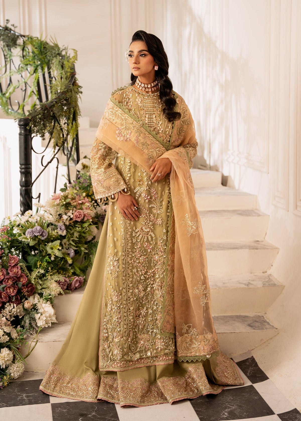 Inayat | Festive Formals | BREWING-MATCHA by Inayat - Designer Dress  - Type : Ladies Clothes - Available at Libayah - 100% Original 