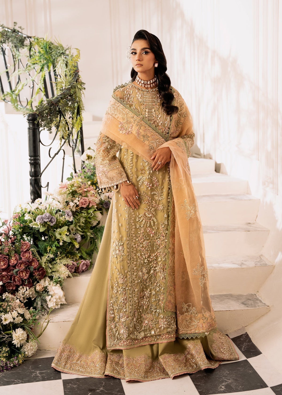 Inayat | Festive Formals | BREWING-MATCHA by Inayat - Designer Dress  - Type : Ladies Clothes - Available at Libayah - 100% Original 