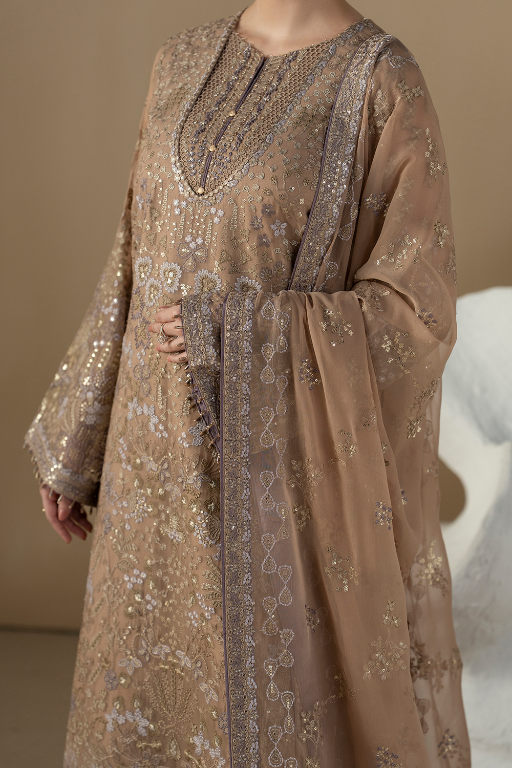 Lavish Premium | Purkashish Formals | Mauve Taupe by Lavish Premium - Designer Dress  - Type : Ladies Clothes - Available at Libayah - 100% Original 