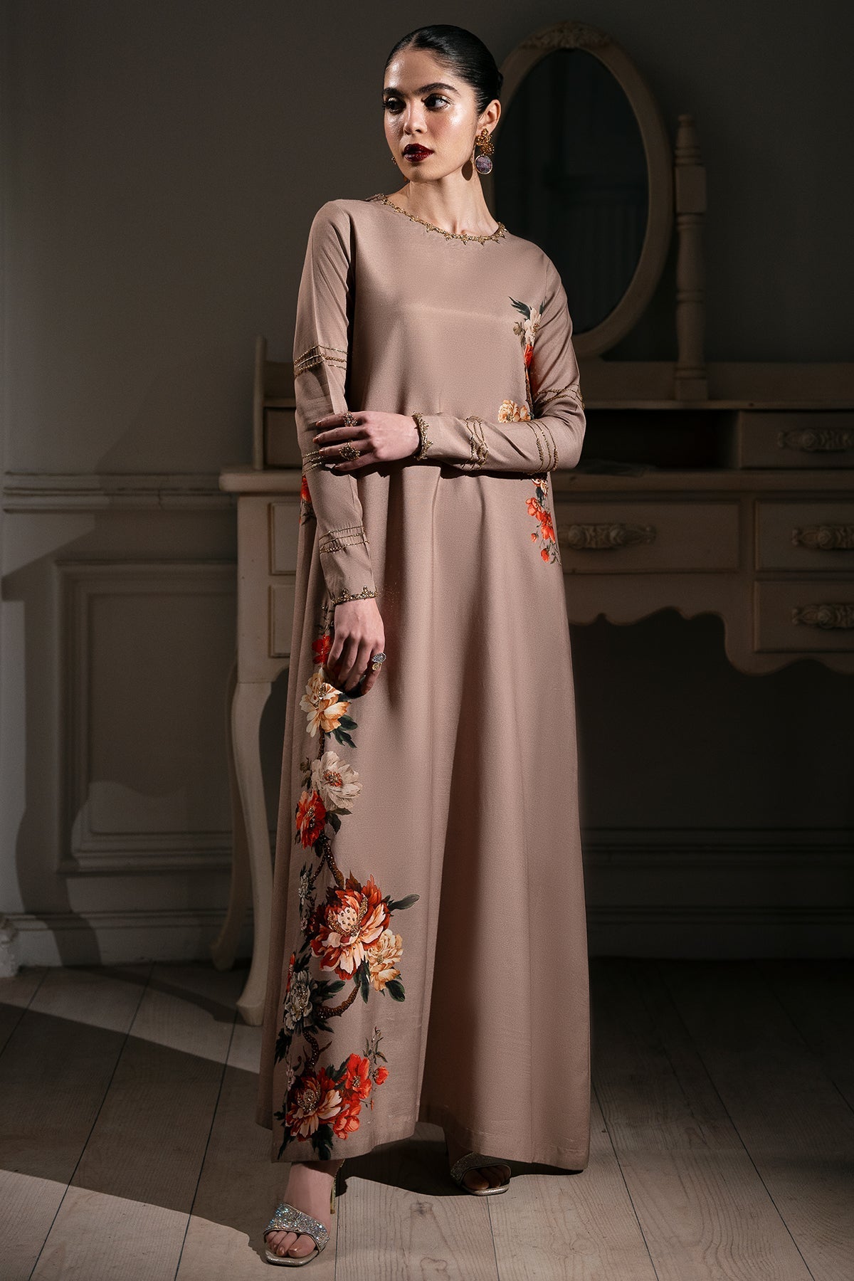 Mina Kashif | Emilie Formals | Koya (Beige) by Mina Kashif - Designer Dress - Type : Formal Dress - Available at Libayah - 100% Original