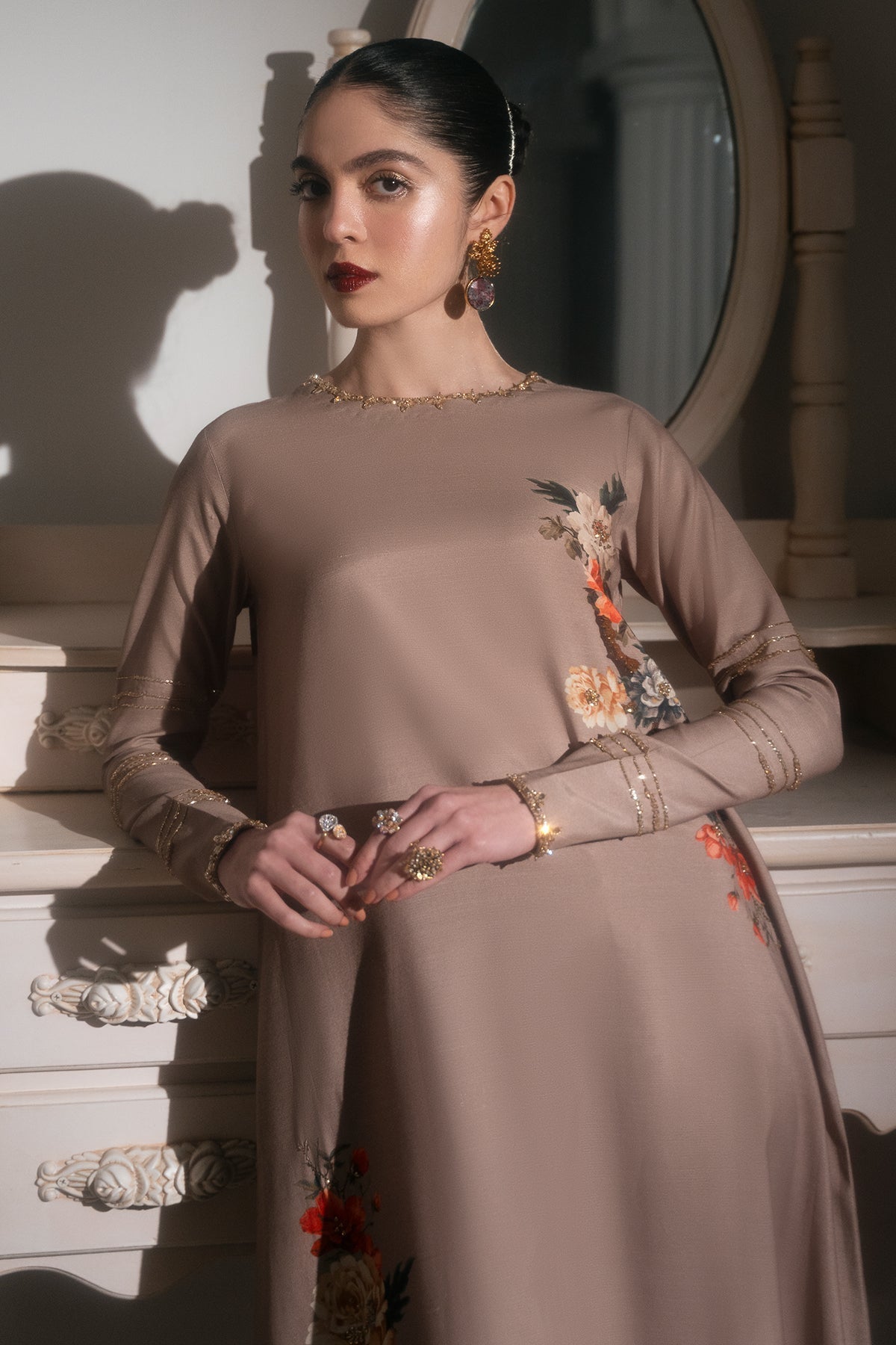Mina Kashif | Emilie Formals | Koya (Beige) by Mina Kashif - Designer Dress - Type : Formal Dress - Available at Libayah - 100% Original
