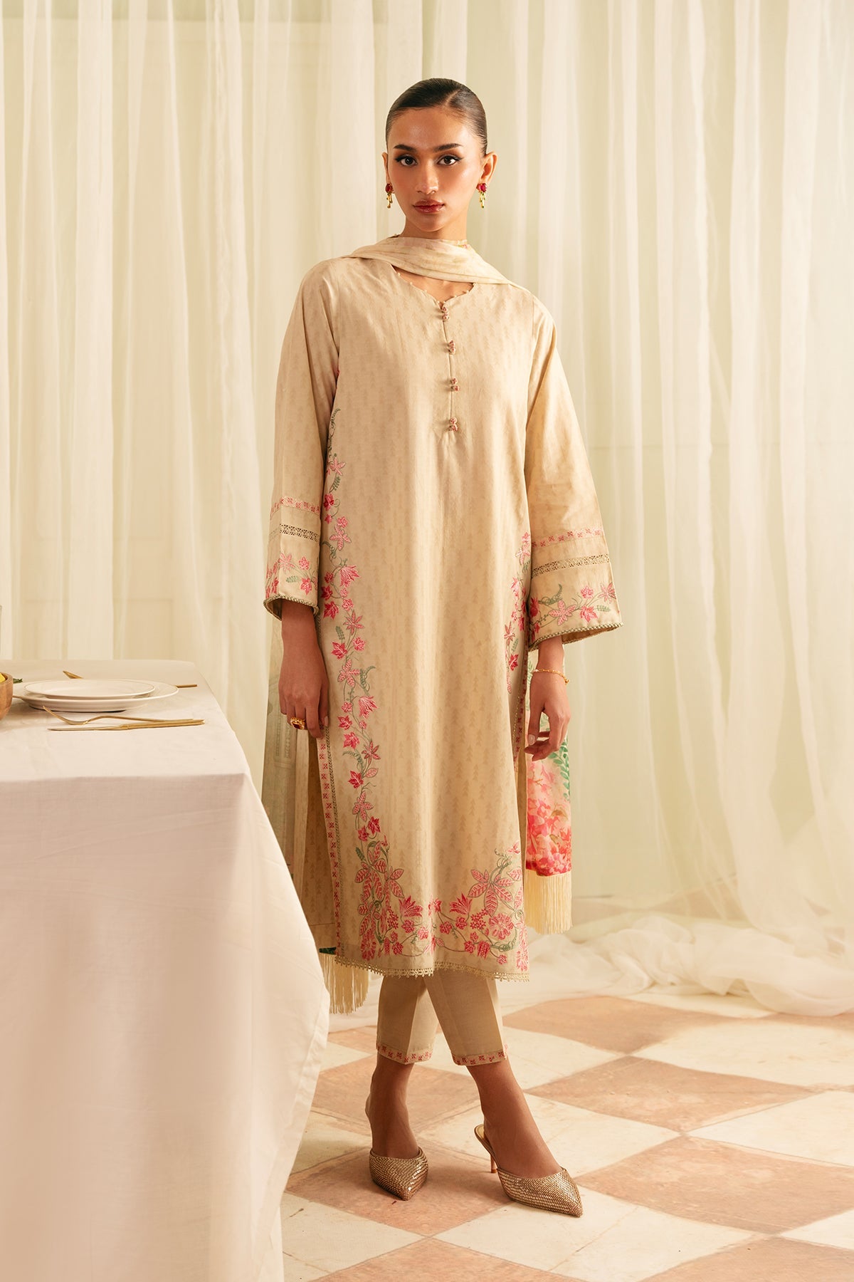 Sahar | Festive Edit | Botanic Beige by Sahar - Designer Dress - Type: Ladies Clothes - Available at Libayah - 100% Original