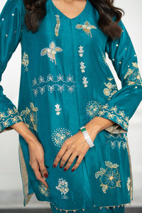 Wahaj M Khan | Lra Eid Collection 26 | Turquoise Rawsilk Lyra JS by Wahaj M Khan - Designer Dress  - Type : Ladies Clothes - Available at Libayah - 100% Original 