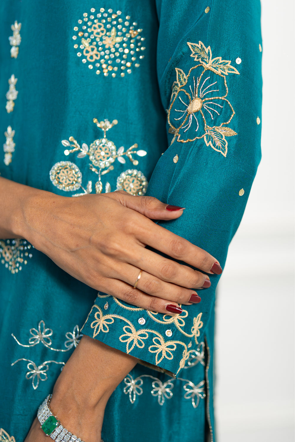 Wahaj M Khan | Lra Eid Collection 26 | Turquoise Rawsilk Lyra JS by Wahaj M Khan - Designer Dress  - Type : Ladies Clothes - Available at Libayah - 100% Original 