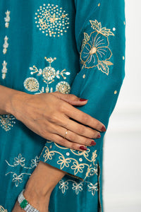 Wahaj M Khan | Lra Eid Collection 26 | Turquoise Rawsilk Lyra JS by Wahaj M Khan - Designer Dress  - Type : Ladies Clothes - Available at Libayah - 100% Original 
