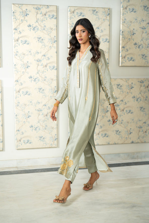 Wahaj M Khan | Lra Eid Collection 26 | Pista Green Lyra KS by Wahaj M Khan - Designer Dress  - Type : Ladies Clothes - Available at Libayah - 100% Original 