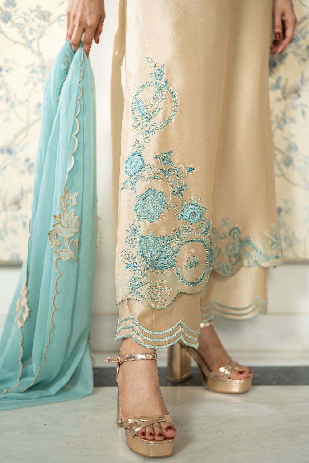 Wahaj M Khan | Lra Eid Collection 26 | Gold Ferozi Outfit by Wahaj M Khan - Designer Dress  - Type : Ladies Clothes - Available at Libayah - 100% Original 