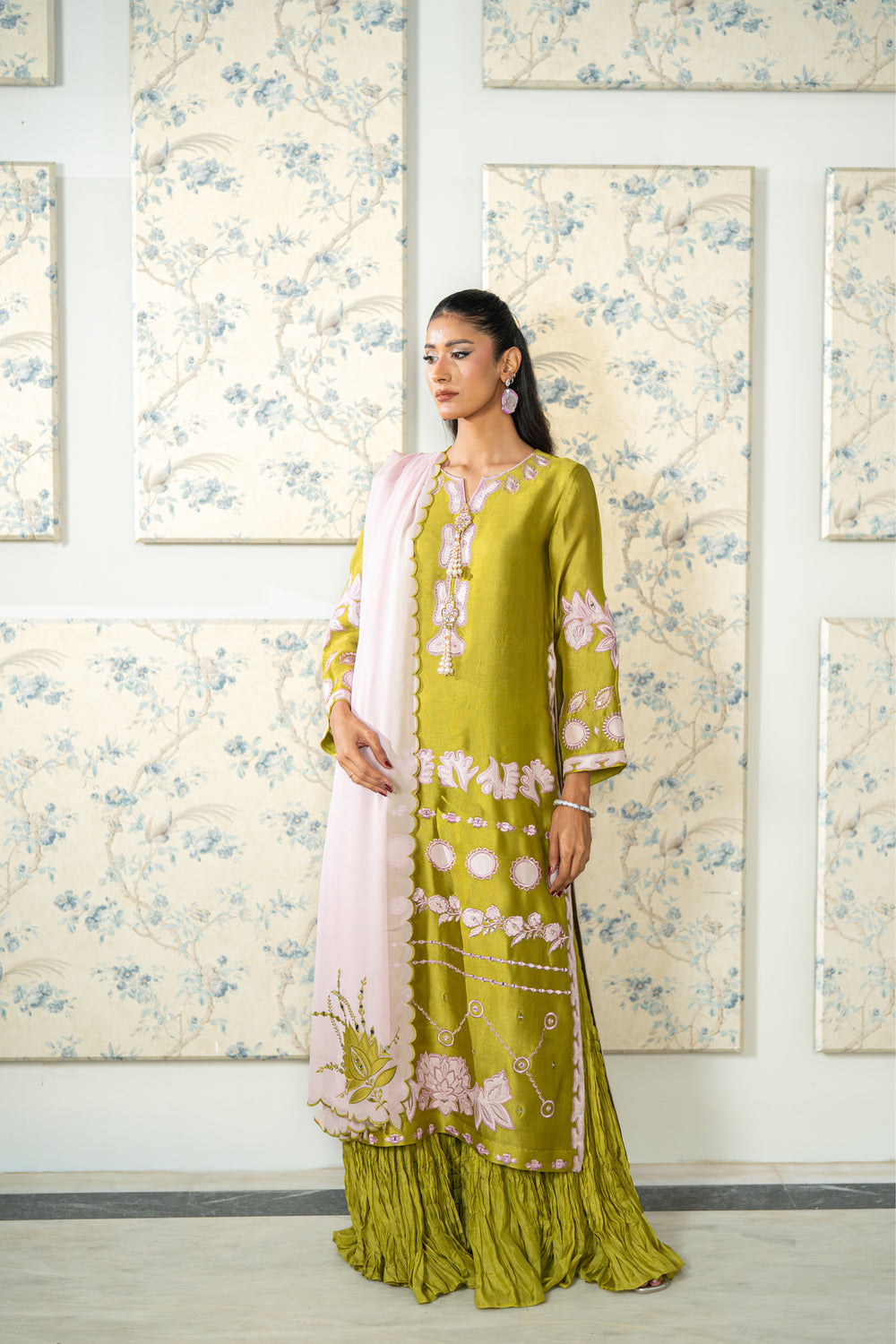 Wahaj M Khan | Lra Eid Collection 26 | Parrot Gharara Set by Wahaj M Khan - Designer Dress  - Type : Ladies Clothes - Available at Libayah - 100% Original 