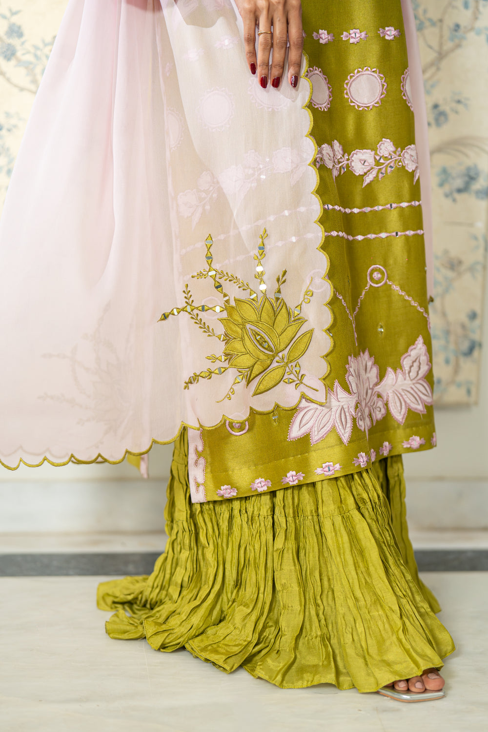 Wahaj M Khan | Lra Eid Collection 26 | Parrot Gharara Set by Wahaj M Khan - Designer Dress  - Type : Ladies Clothes - Available at Libayah - 100% Original 