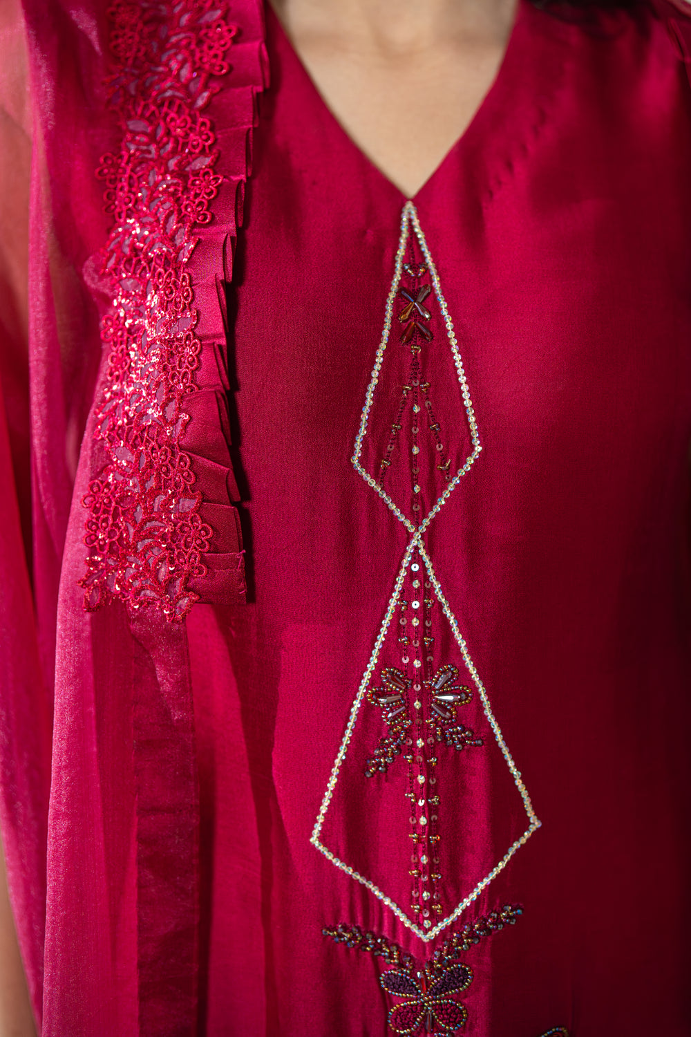 Wahaj M Khan | Lra Eid Collection 26 | Magenta Organza Cape Set by Wahaj M Khan - Designer Dress  - Type : Ladies Clothes - Available at Libayah - 100% Original 
