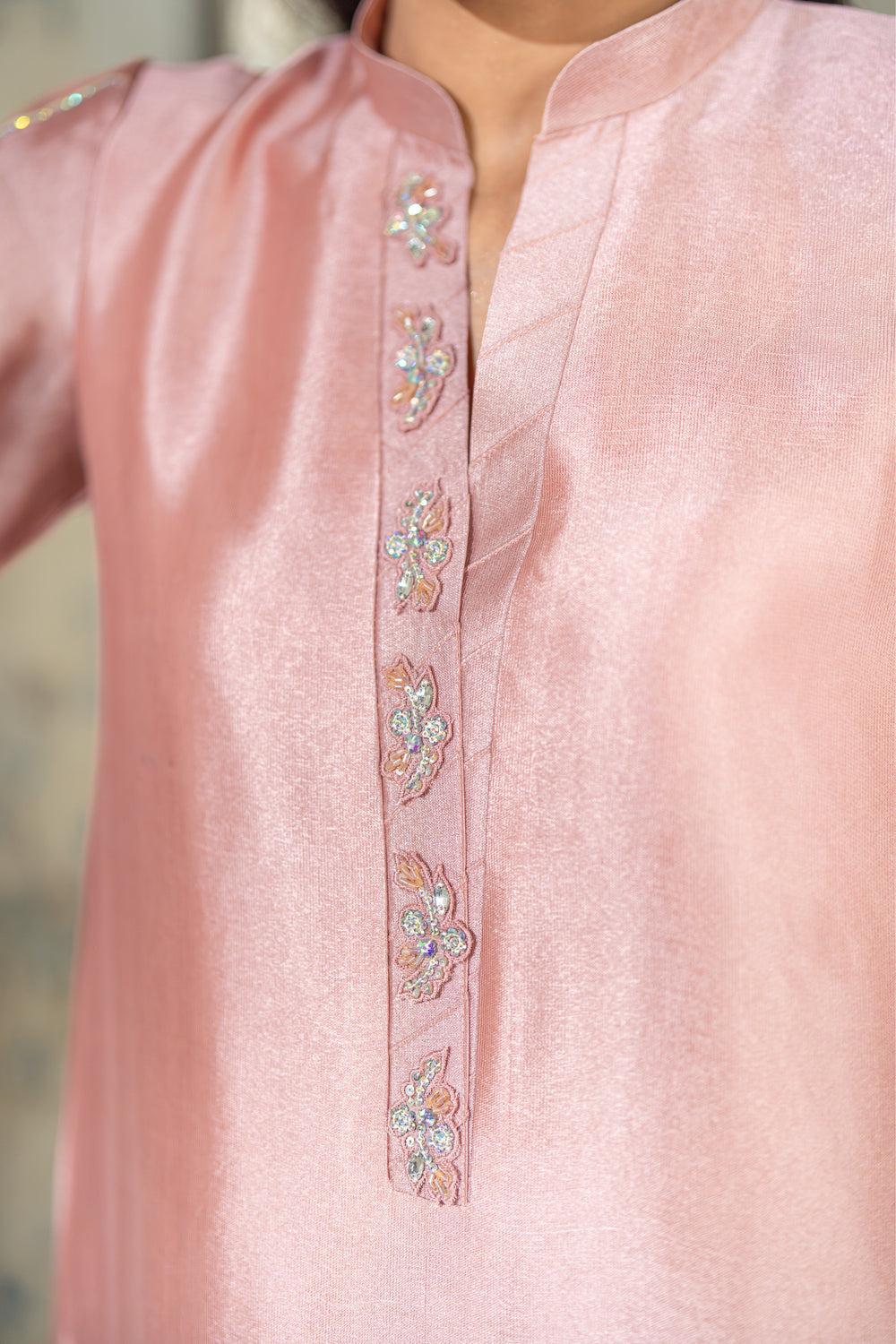 Wahaj M Khan | Lra Eid Collection 26 | Pink Ferozi Kaftan Suit by Wahaj M Khan - Designer Dress  - Type : Ladies Clothes - Available at Libayah - 100% Original 