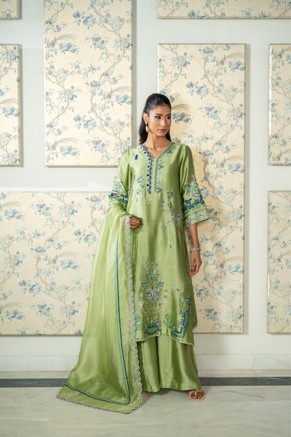 Wahaj M Khan | Lra Eid Collection 26 | Pista Embroidered Lyra Set by Wahaj M Khan - Designer Dress  - Type : Ladies Clothes - Available at Libayah - 100% Original 