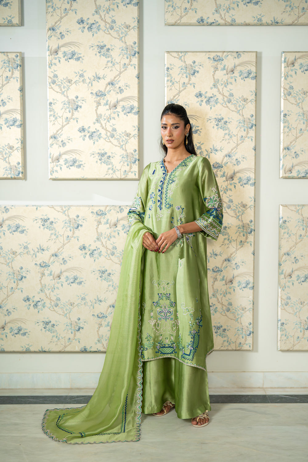 Wahaj M Khan | Lra Eid Collection 26 | Pista Embroidered Lyra Set by Wahaj M Khan - Designer Dress  - Type : Ladies Clothes - Available at Libayah - 100% Original 