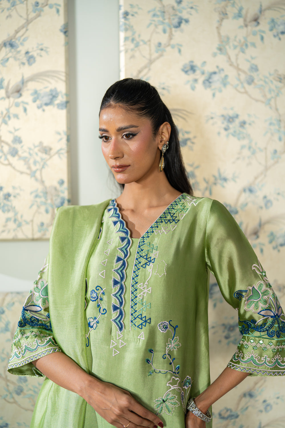 Wahaj M Khan | Lra Eid Collection 26 | Pista Embroidered Lyra Set by Wahaj M Khan - Designer Dress  - Type : Ladies Clothes - Available at Libayah - 100% Original 