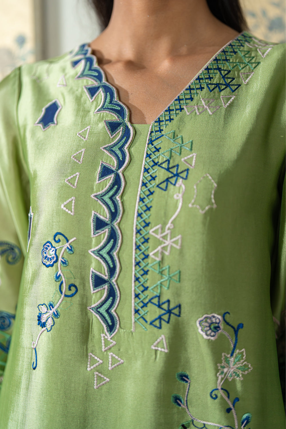 Wahaj M Khan | Lra Eid Collection 26 | Pista Embroidered Lyra Set by Wahaj M Khan - Designer Dress  - Type : Ladies Clothes - Available at Libayah - 100% Original 