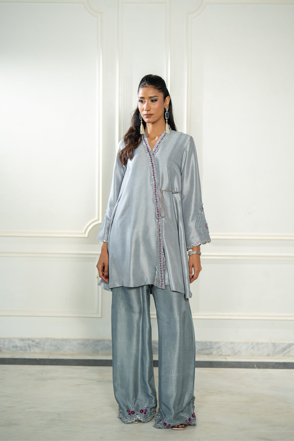Wahaj M Khan | Lra Eid Collection 26 | Grey Rawsilk Wrap by Wahaj M Khan - Designer Dress  - Type : Ladies Clothes - Available at Libayah - 100% Original 