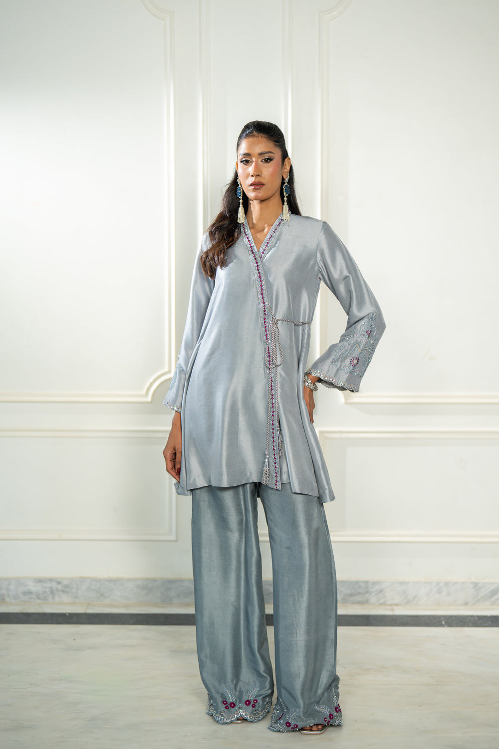 Wahaj M Khan | Lra Eid Collection 26 | Grey Rawsilk Wrap by Wahaj M Khan - Designer Dress  - Type : Ladies Clothes - Available at Libayah - 100% Original 