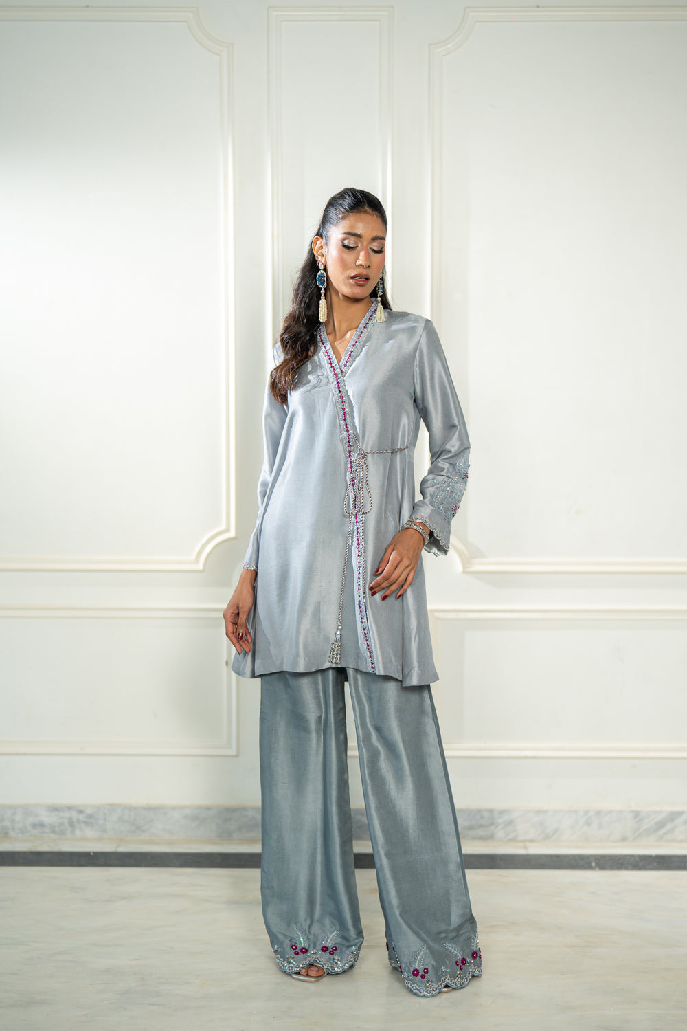 Wahaj M Khan | Lra Eid Collection 26 | Grey Rawsilk Wrap by Wahaj M Khan - Designer Dress  - Type : Ladies Clothes - Available at Libayah - 100% Original 