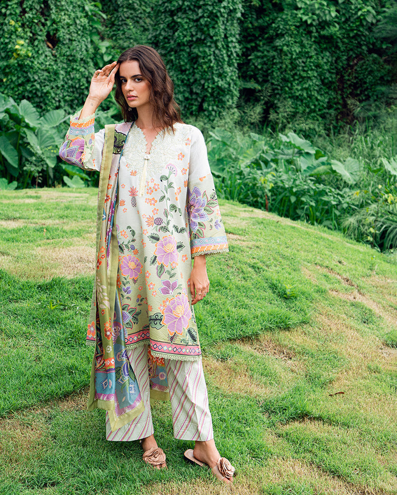 Roheenaz | Garden Veal Printed Lawn 25 | Melon Muse by Roheenaz - Designer Dress - Type: Ladies Clothes - Available at Libayah - 100% Original
