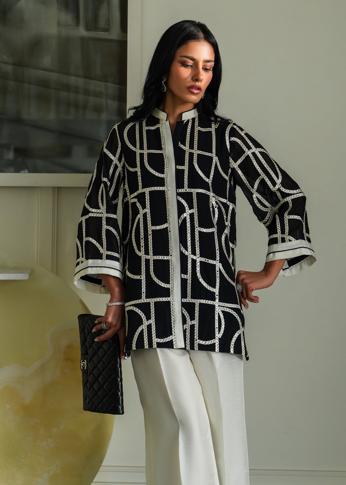 Mahgul | Mahsa Formals |Monochrome Muse by Mahgul - Designer Dress  - Type : Ladies Clothes - Available at Libayah - 100% Original 