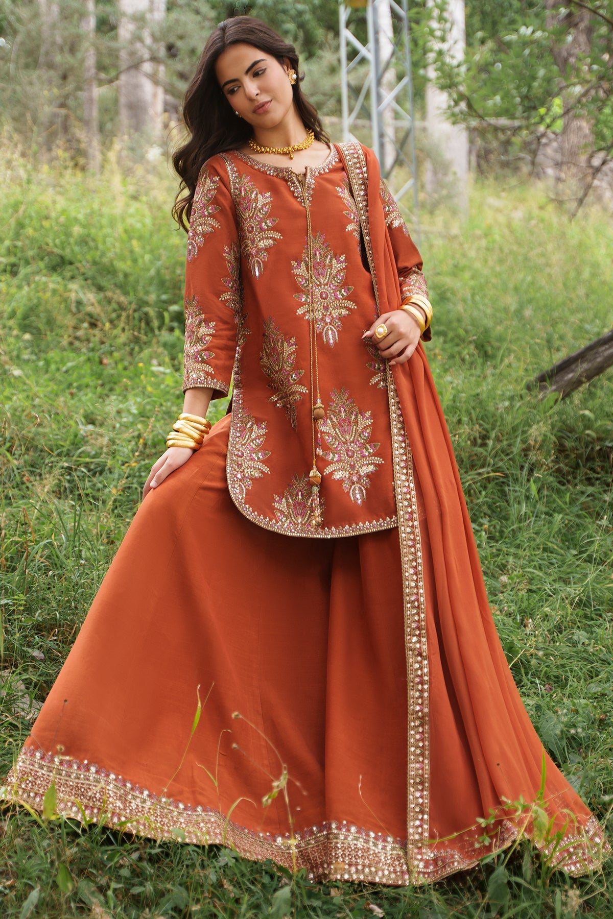 Charizma | Festive Pret | 3-PC Embroidered Raw Silk CMA-6-441 by Charizma - Designer Dress  - Type : Ladies Clothes - Available at Libayah - 100% Original 