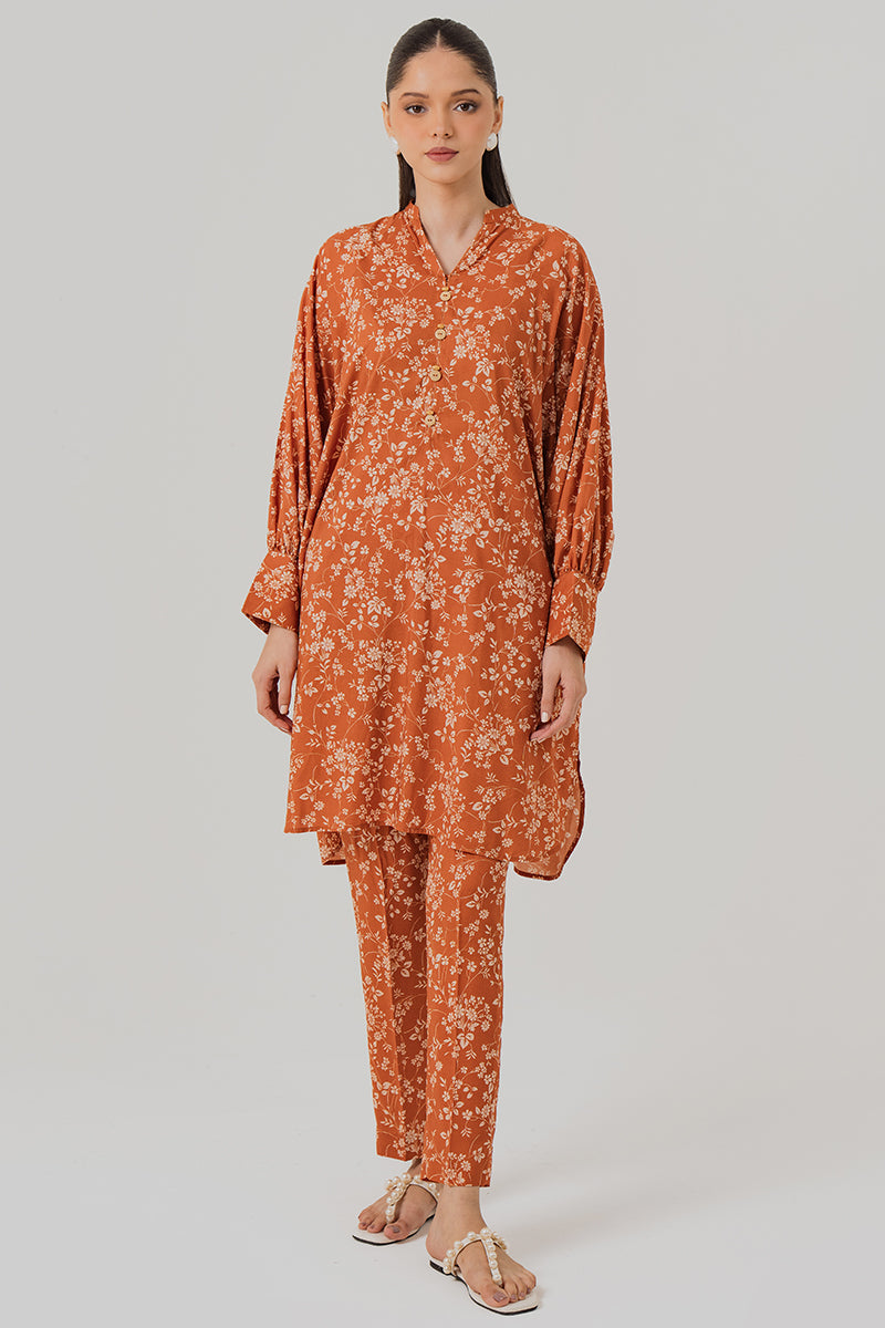 Cross Stitch | Daily Wear | RUST FLORA by Cross Stitch - Designer Dress - Type: Casuals - Available at Libayah - 100% Original
